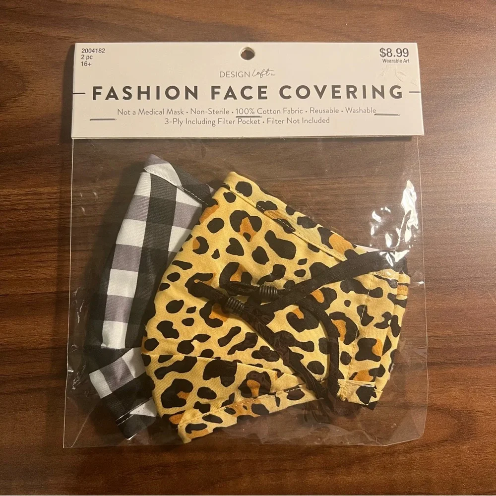 Fashion Face Covering American Plaid Cheetah Assorted  Face Masks.